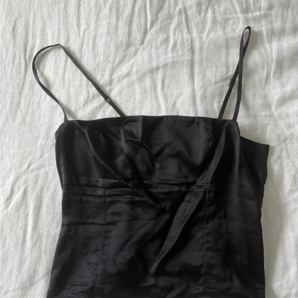 Reformation Black 100% Silk Top